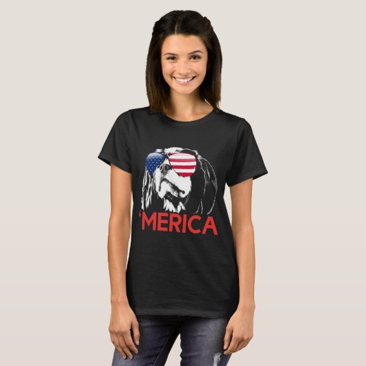 Merica Cavalier King Charles Spaniel Tシャツ (正面フル)