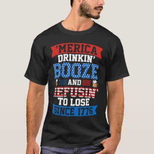 Merica Drinkinブーゼ1776 USAパトリオ7月の4日 Tシャツ