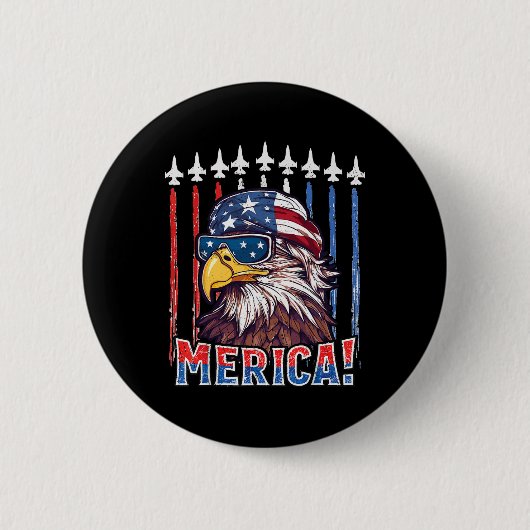 Merica Eagle 7月4日Patriotic Freedom Eagle M 缶バッジ (正面)