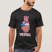 Merica Eagle Mullet 4th Of July American Flag Patr Tシャツ (正面)