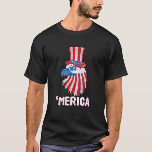 Merica Eagle Mullet 4th Of July American Flag Patr Tシャツ (正面)