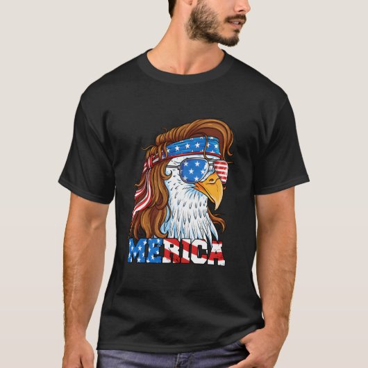 Merica Eagle Mullet 4Th Of July American Flag Usa  Tシャツ (正面)