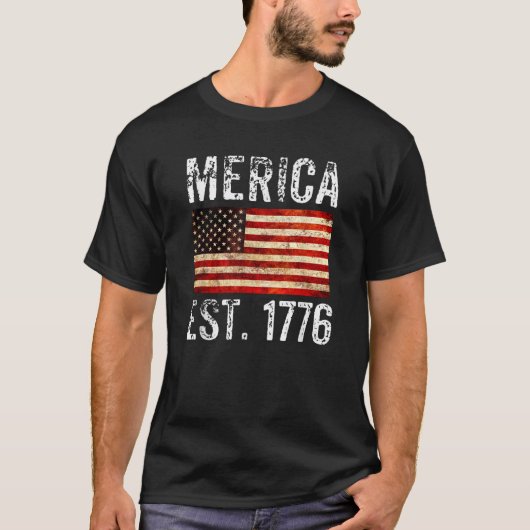 MERICA Est 17767月4日アメリカUSA Freedom Tシャツ (正面)