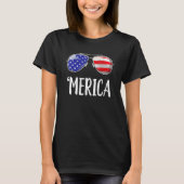 Merica Flag Sunglasses  Patriotic 4th Of July Men Tシャツ (正面)