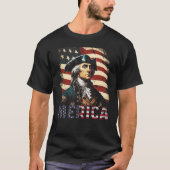 Merica George Washington American Flag 4th of July Tシャツ (正面)