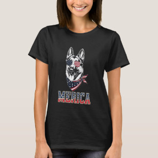 Merica German Shepherd Dog 4th of July American Fl Tシャツ