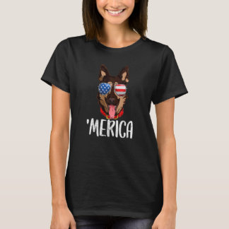 Merica German Shepherd Dog 4th Of July American Fl Tシャツ