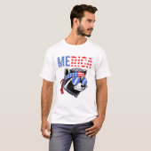 Merica Raccoon USA Flag Bandana Sunglasses Funny  Tシャツ (正面フル)