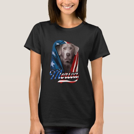 Merica SILVER Labrador Dog 4th Of July USA Flag Pa Tシャツ (正面)