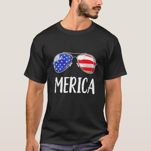 Merica Sunglasses 4th Of July Men Women USA Americ Tシャツ (正面)