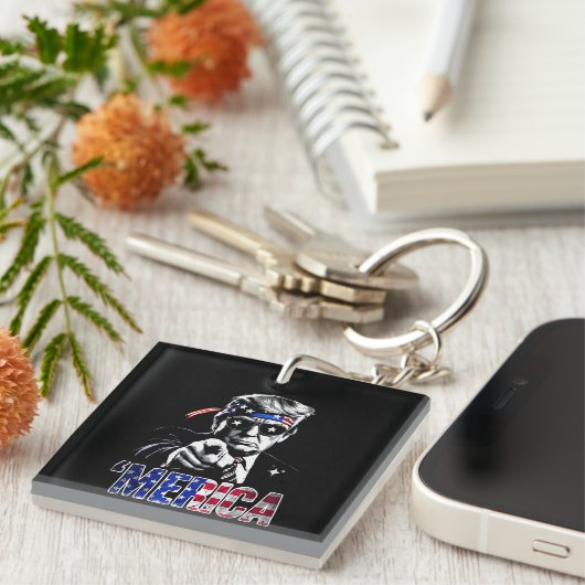 Merica Trump American Flag USA キーホルダー (正面右)