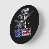 Merica Trump American Flag USA ラウンド壁時計 (傾斜)