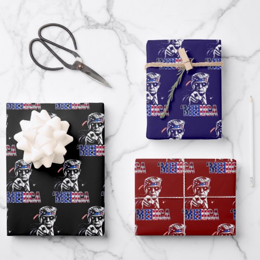 Merica Trump American Flag USA ラッピングペーパーシート (正面)