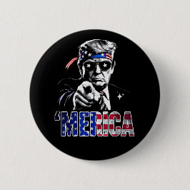 Merica Trump American Flag USA 缶バッジ