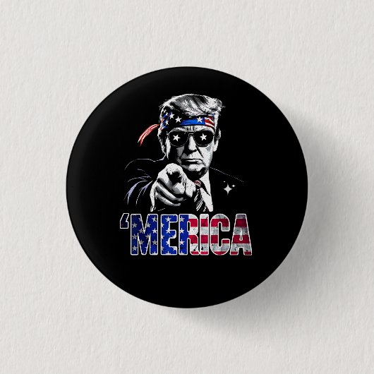 Merica Trump American Flag USA 缶バッジ (正面)