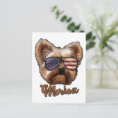 Merica Yorkshire, Dog Lover, America Flag，アメリカ ポストカード (スタンド正面)