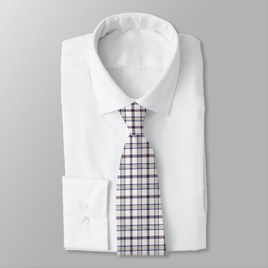 Merino White and Blue Zodiac Plaid Neck Tie ネクタイ (タイ)
