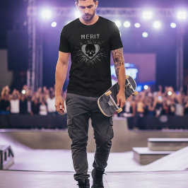 Merit Skull Heart Grunge Graphic T-Shirt Tシャツ