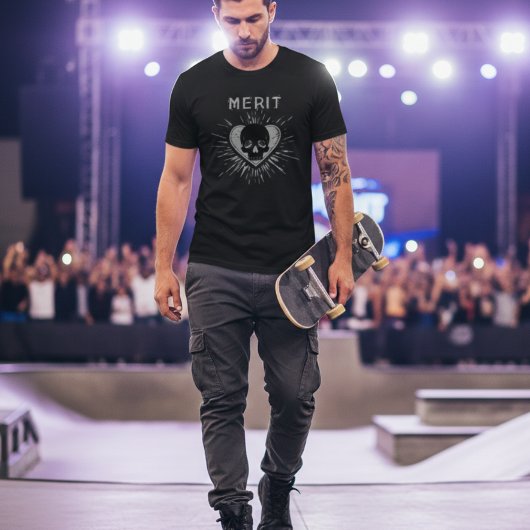 Merit Skull Heart Grunge Graphic T-Shirt Tシャツ