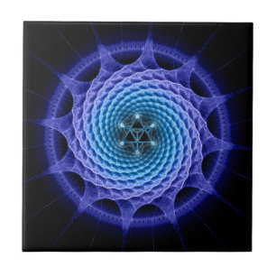 Merkabaの螺線形の曼荼羅の青(フラクタルの幾何学) タイル