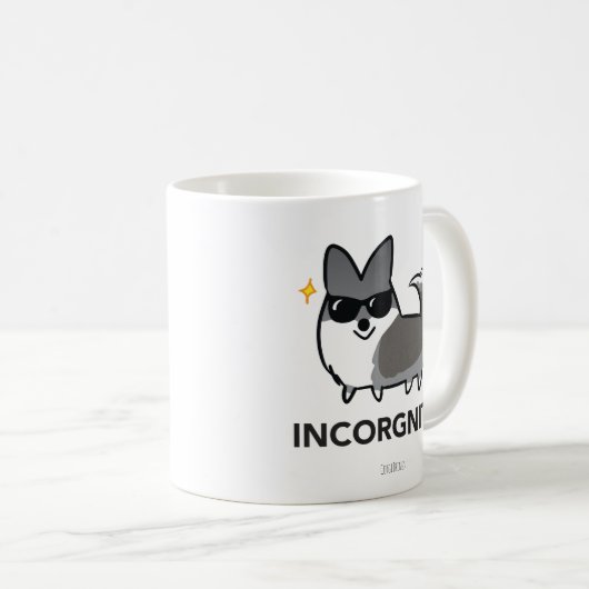 MerleのカーディガンのコーギーのIncorgnitoの青いマグ コーヒーマグカップ (正面右)