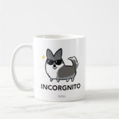 MerleのカーディガンのコーギーのIncorgnitoの青いマグ コーヒーマグカップ (左)