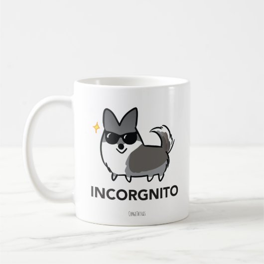 MerleのカーディガンのコーギーのIncorgnitoの青いマグ コーヒーマグカップ (左)