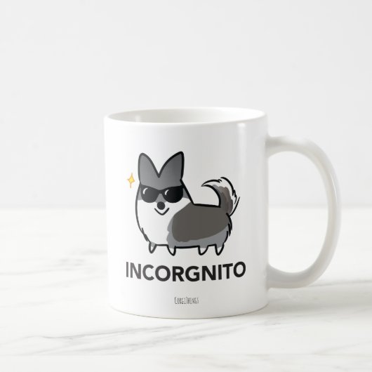 MerleのカーディガンのコーギーのIncorgnitoの青いマグ コーヒーマグカップ (右)