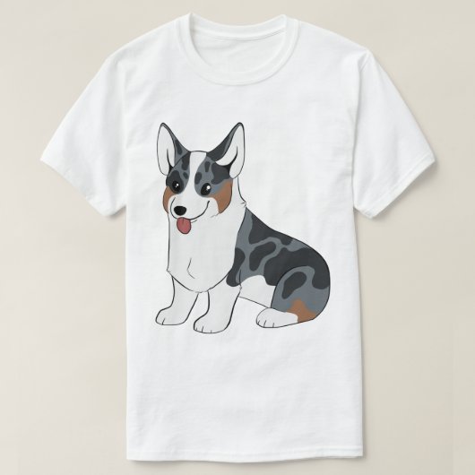 Merleの青いコーギー Tシャツ (デザイン正面)