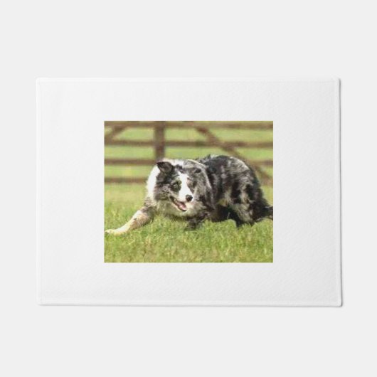 Merleの青いボーダーCollie~Joe~Doormat ドアマット (正面)