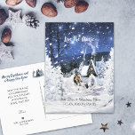 Merle Collie & Lambs in Winter Night - Christmas   ポストカード<br><div class="desc">Send fellow Collie lovers magical Christmas wishes with our personalized Holiday postcard depicting a handsome blue merle Rough Collie with two cute lambs in a fairytale-like, snowy winter scene. You can personalize the card in various ways on both sides, add your signature with an optional company logo to the back,...</div>