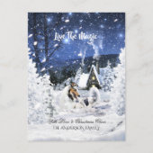 Merle Collie & Lambs in Winter Night - Christmas   ポストカード (正面)