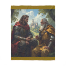 Merlin and King Arthur at Camelot Fleece Blanket