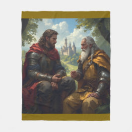 Merlin and King Arthur at Camelot Fleece Blanket フリースブランケット