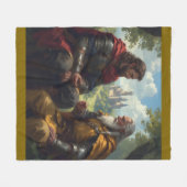 Merlin and King Arthur at Camelot Fleece Blanket フリースブランケット (正面(横))
