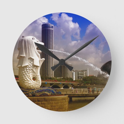 Merlion、シンガポール ラウンド壁時計 (正面)