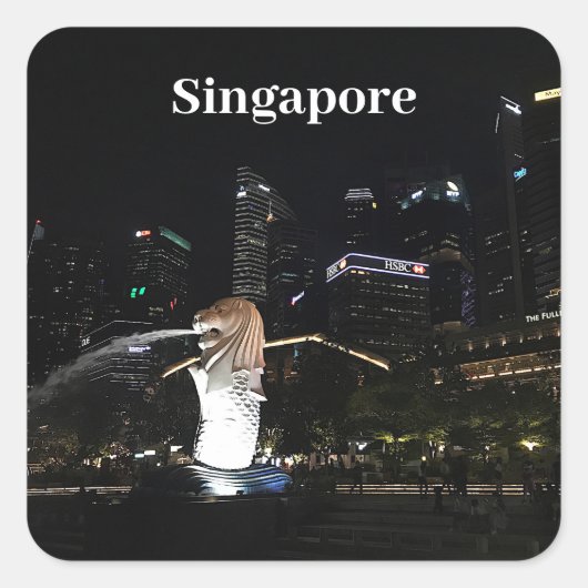 Merlion & Singapore Skyline #1スタンプ スクエアシール (正面)