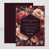 Merlot Poetic Bloom Wedding 招待状 (正面/裏面)