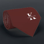 Merlot-Red Elegant Monogram   Name | One-Sided ネクタイ<br><div class="desc">An elegant One-sided necktie featuring a bold white monogram across a deep Merlot-Red background. On top of this monogram sits your first or last name spelled out in all capitals. Over 40 unique colors are available in both one-sided and two-sided versions. You can browse them by clicking the collection link....</div>