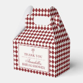 Merlot Red Harlequin Checkered Bridal Shower フェイバーボックス (裏面サイド)
