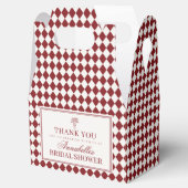 Merlot Red Harlequin Checkered Bridal Shower フェイバーボックス (オープン)