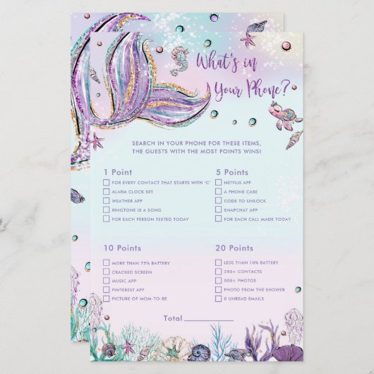 Mermaidあなたの電話ゲームのシャワー活動に何がある (正面/裏面)