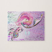 Mermaidとウミガメの友人、追加イニシャル女の子 ジグソーパズル (横)