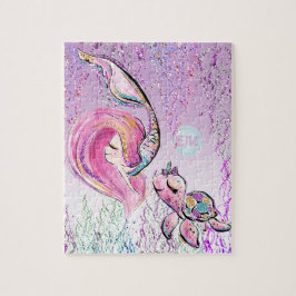 Mermaidとウミガメの友人、追加イニシャル女の子 ジグソーパズル