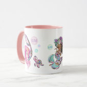 Mermaidとウミガメの友人、追加イニシャル女の子 マグカップ (正面左)