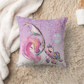 MermaidとSea Turtle and Friends、イニシャルの追加 クッション (ブランケット)