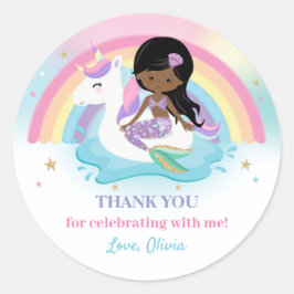 MermaidとUnicornプールの誕生日パーティーのお願い ラウンドシール