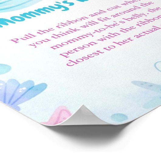 Mermaidどのように大きいママの腹の赤ちゃんシャワーゲーム ポスター (角)