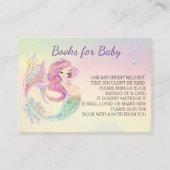 Mermaidの水の色の本の赤ちゃんシャワー エンクロージャーカード (正面)