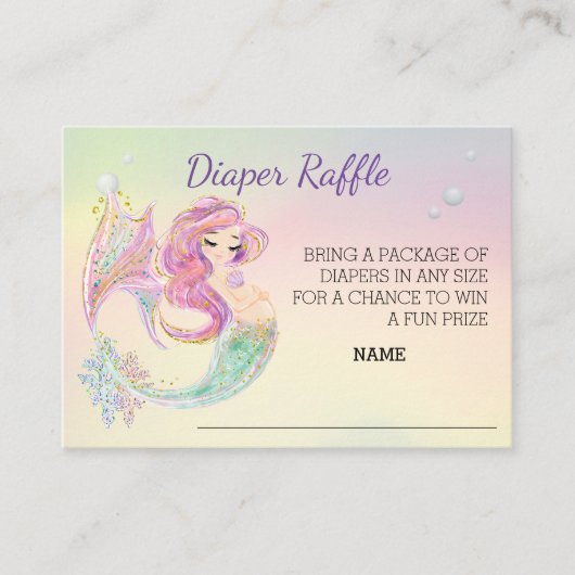 Mermaidの水の色の本の赤ちゃんシャワー エンクロージャーカード (正面)